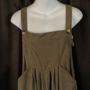 Corduroy Pinafore Dress with Button Details